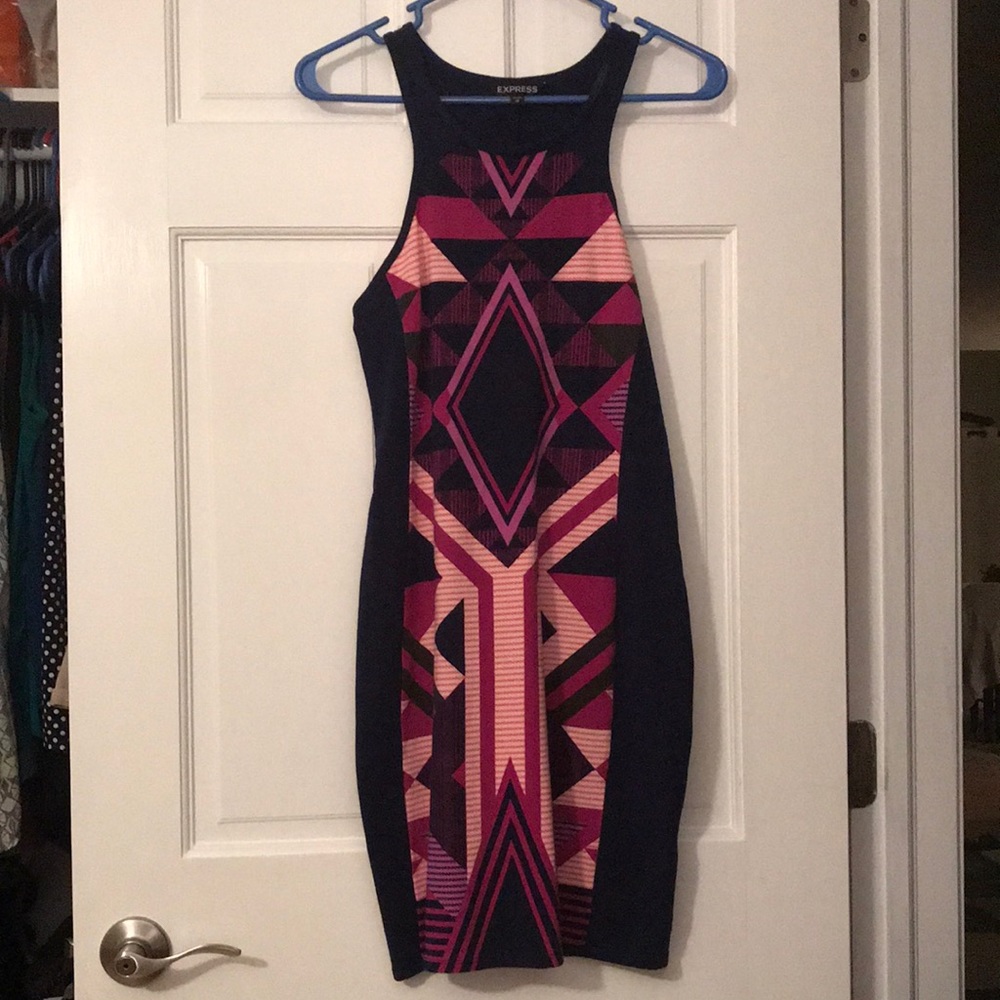 Form fitting tank print dress